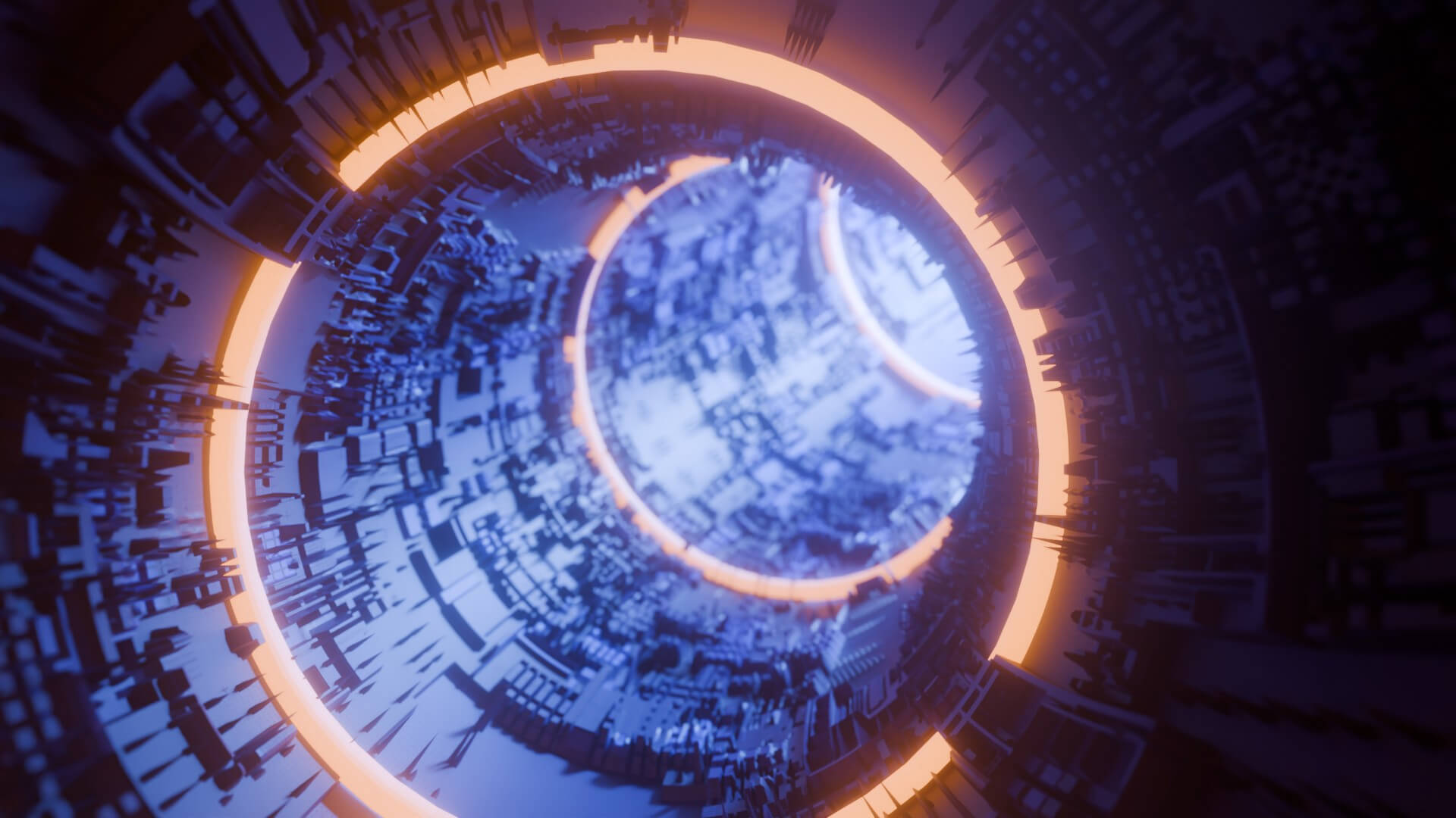 Sci-Fi Cyberpunk Circular Tunnel and Hyperloop Environment 3D Model