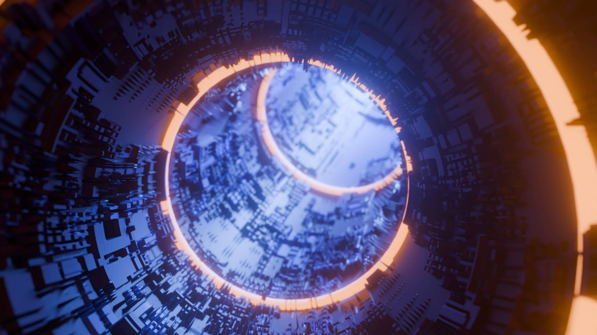 Sci-Fi Cyberpunk Circular Tunnel and Hyperloop Environment 3D Model