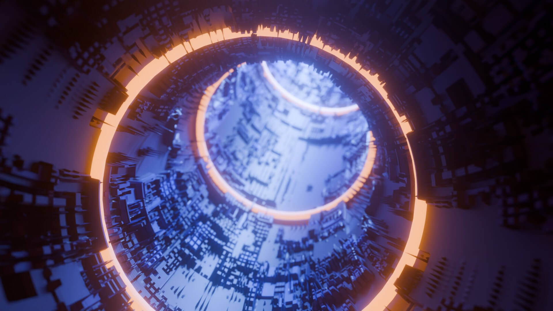 Sci-Fi Cyberpunk Circular Tunnel and Hyperloop Environment 3D Model
