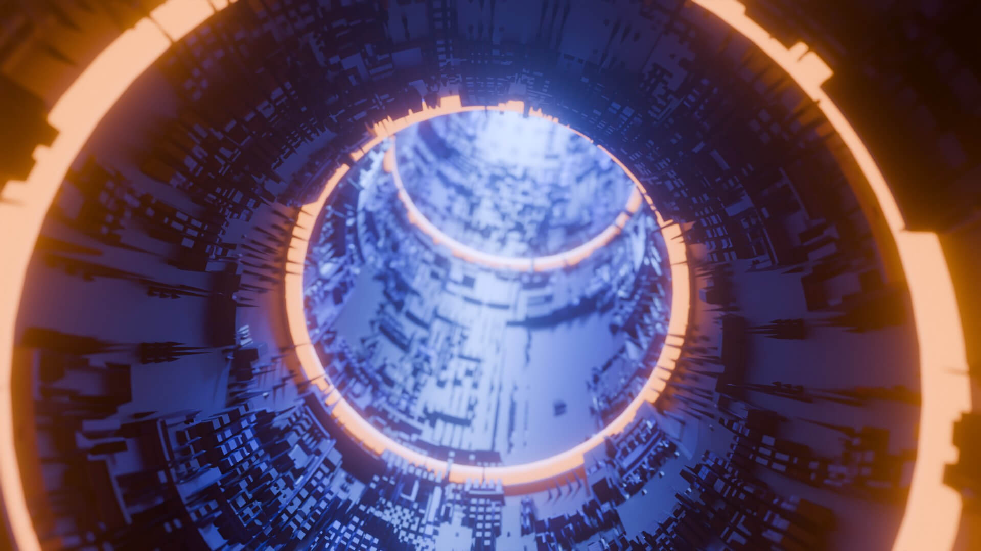 Sci-Fi Cyberpunk Circular Tunnel and Hyperloop Environment 3D Model