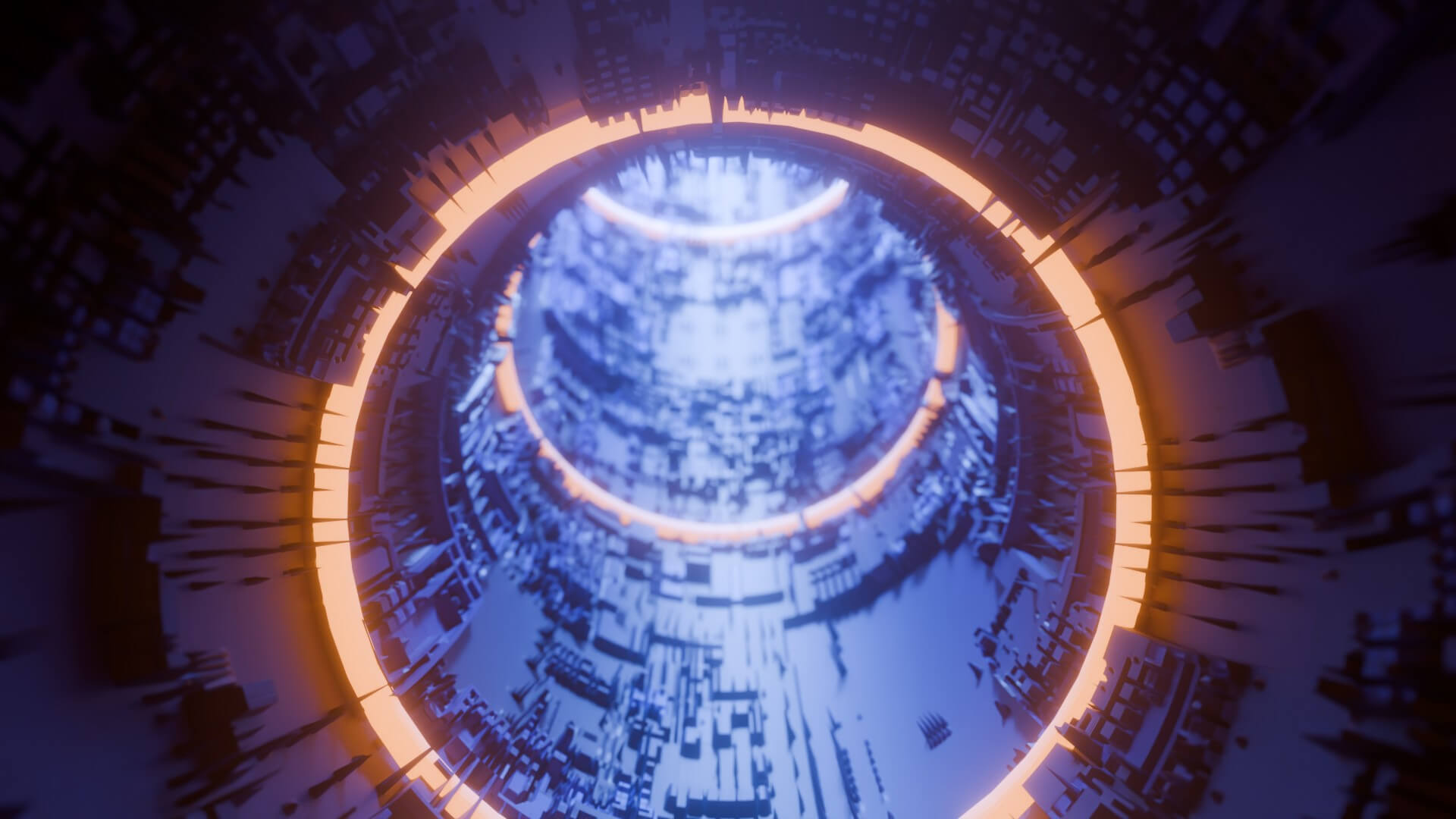 Sci-Fi Cyberpunk Circular Tunnel and Hyperloop Environment 3D Model