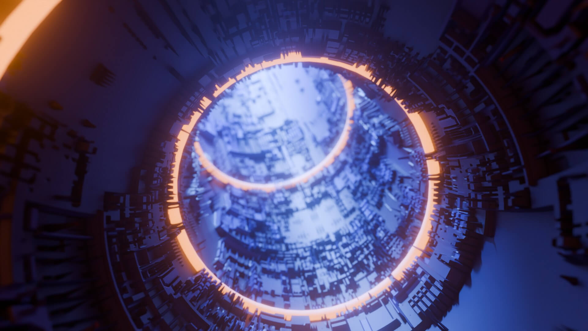 Sci-Fi Cyberpunk Circular Tunnel and Hyperloop Environment 3D Model