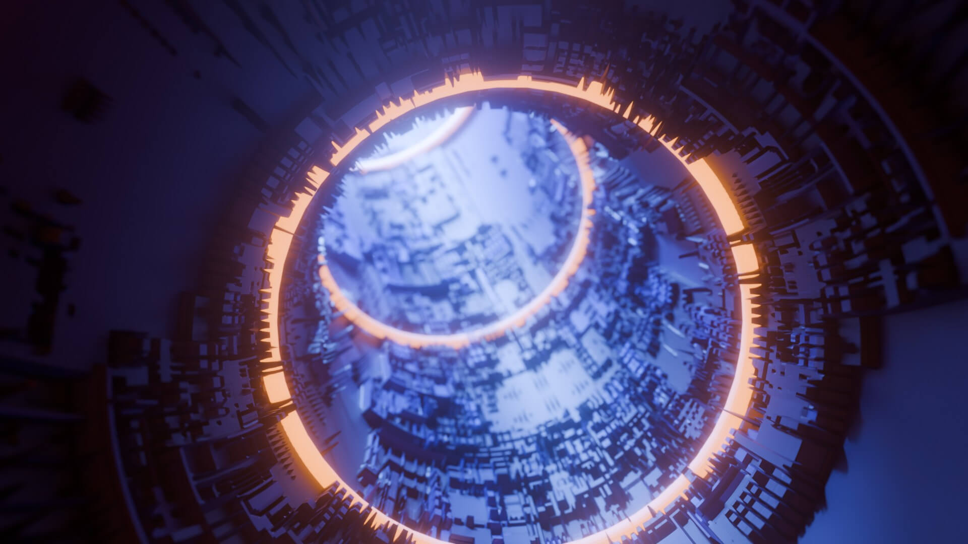 Sci-Fi Cyberpunk Circular Tunnel and Hyperloop Environment 3D Model