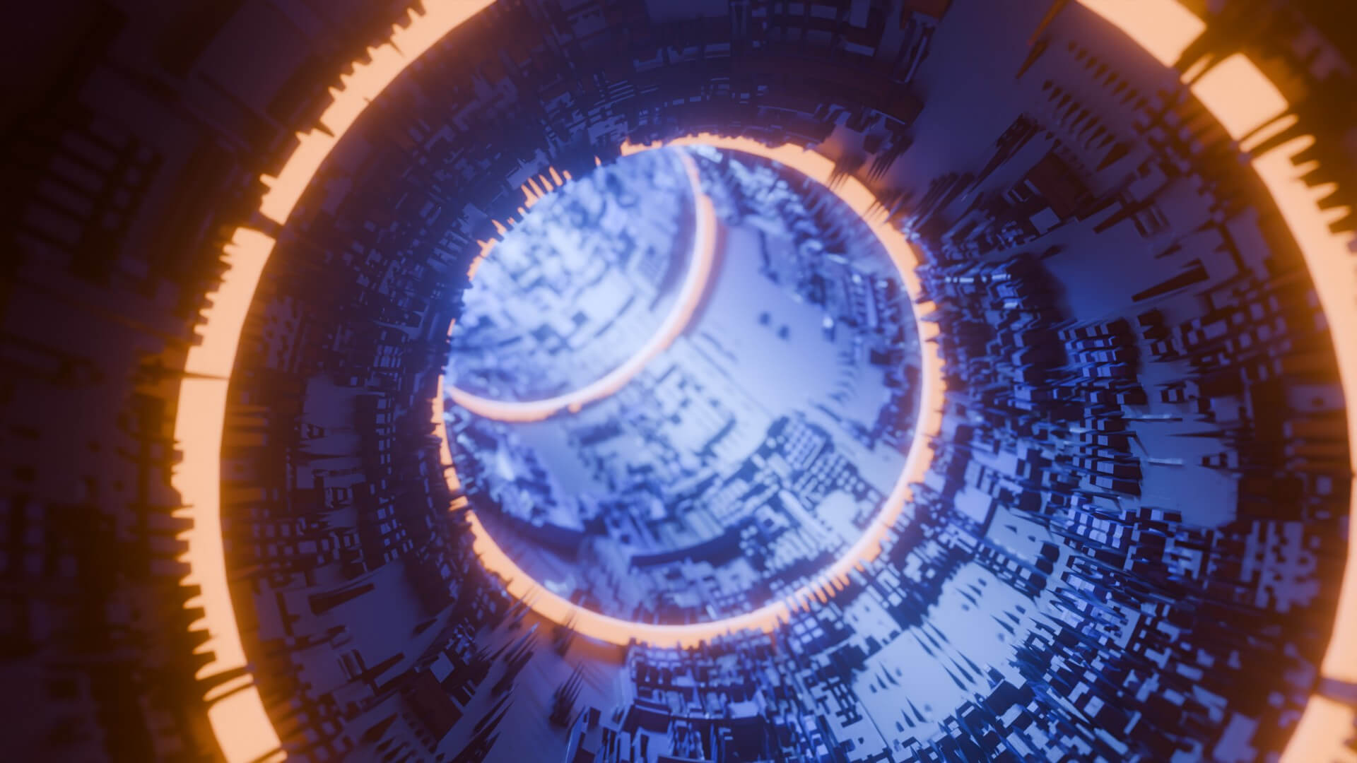 Sci-Fi Cyberpunk Circular Tunnel and Hyperloop Environment 3D Model
