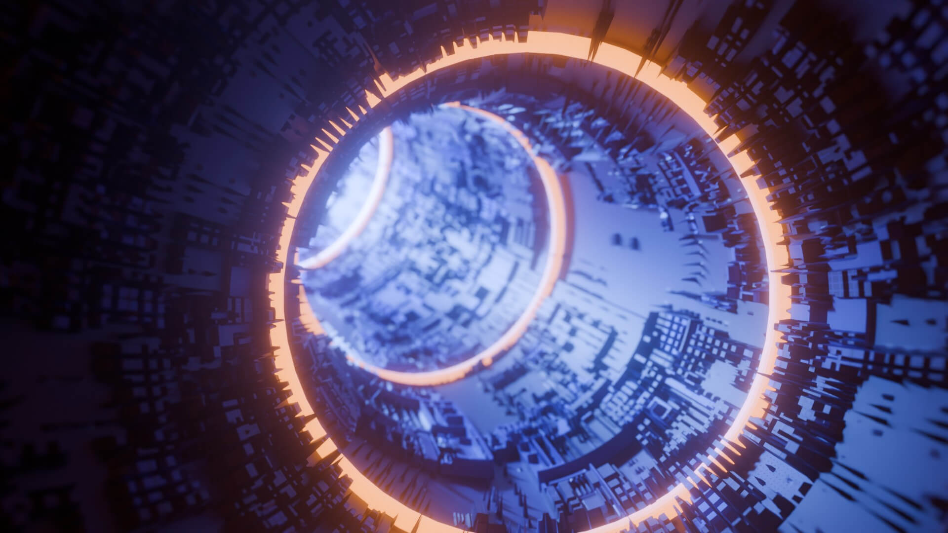 Sci-Fi Cyberpunk Circular Tunnel and Hyperloop Environment 3D Model