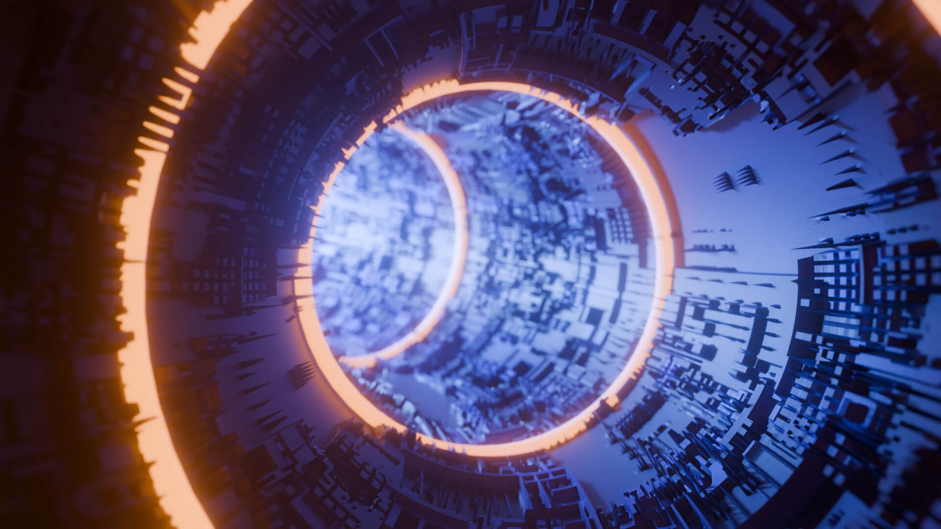 Sci-Fi Cyberpunk Circular Tunnel and Hyperloop Environment 3D Model