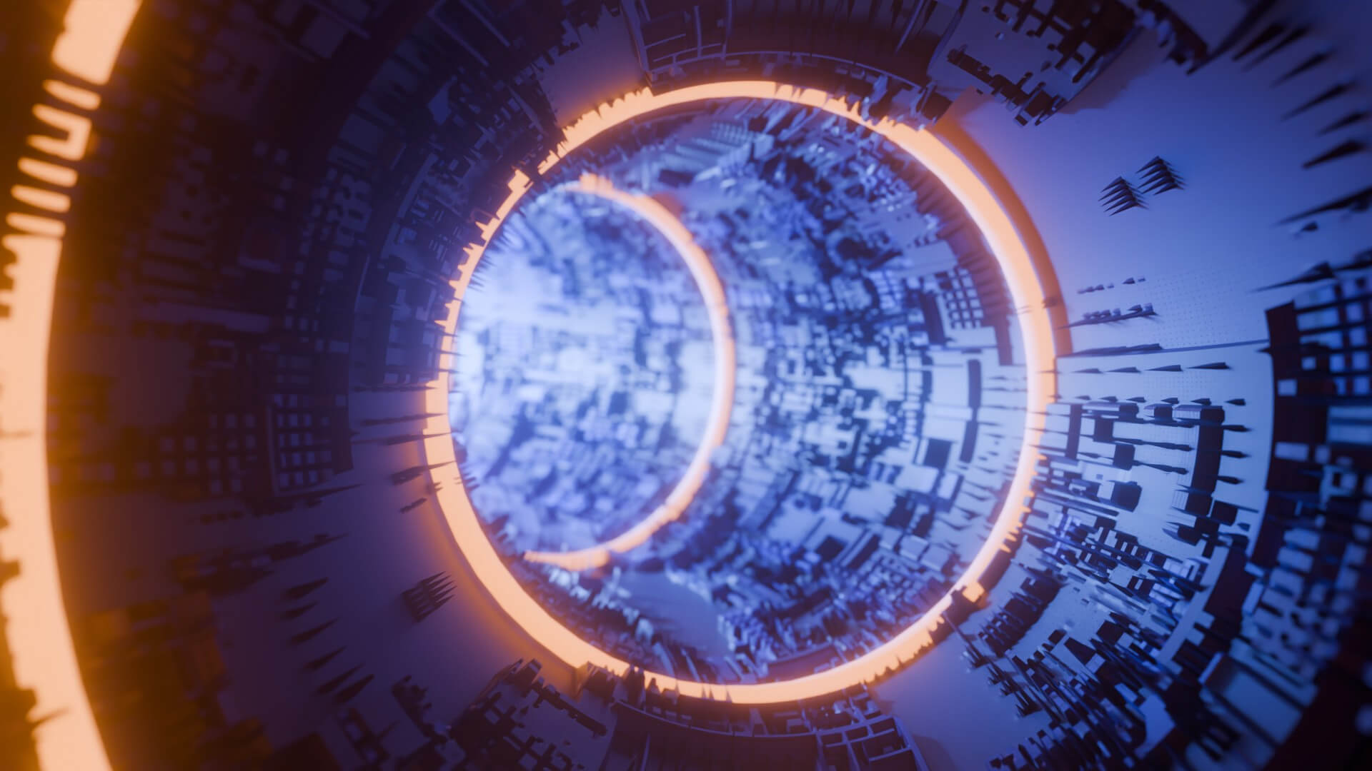 Sci-Fi Cyberpunk Circular Tunnel and Hyperloop Environment 3D Model