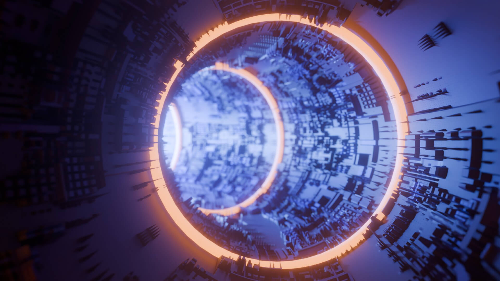 Sci-Fi Cyberpunk Circular Tunnel and Hyperloop Environment 3D Model