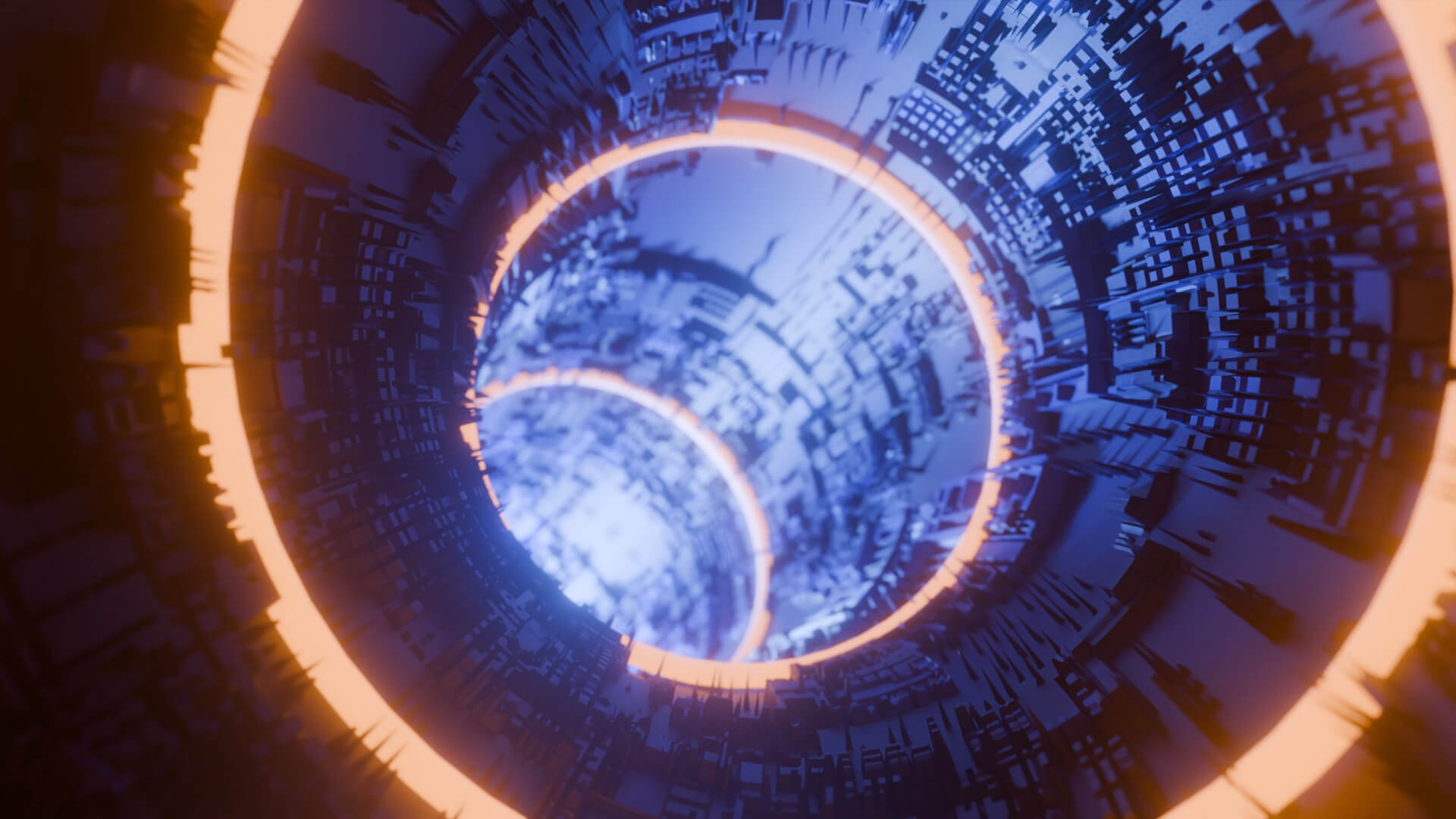Sci-Fi Cyberpunk Circular Tunnel and Hyperloop Environment 3D Model