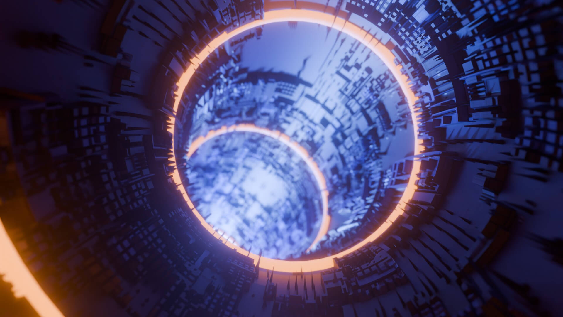 Sci-Fi Cyberpunk Circular Tunnel and Hyperloop Environment 3D Model