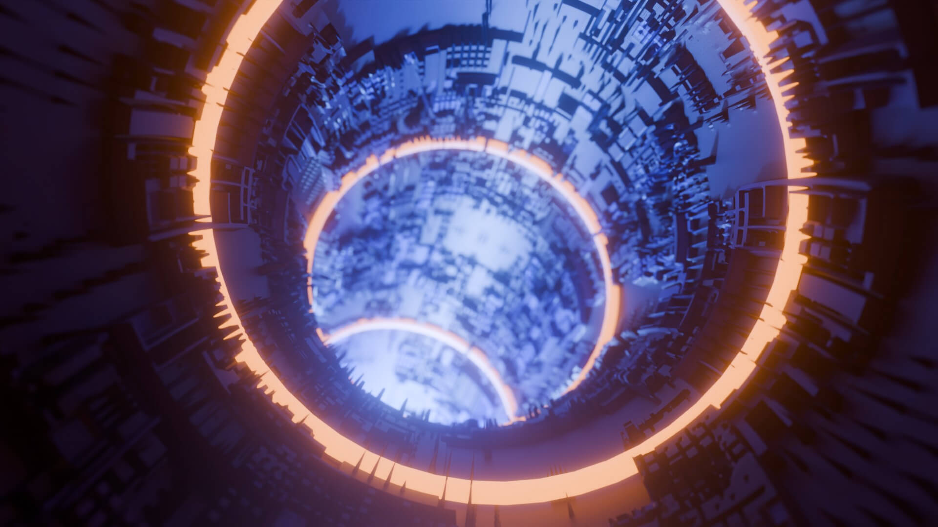Sci-Fi Cyberpunk Circular Tunnel and Hyperloop Environment 3D Model