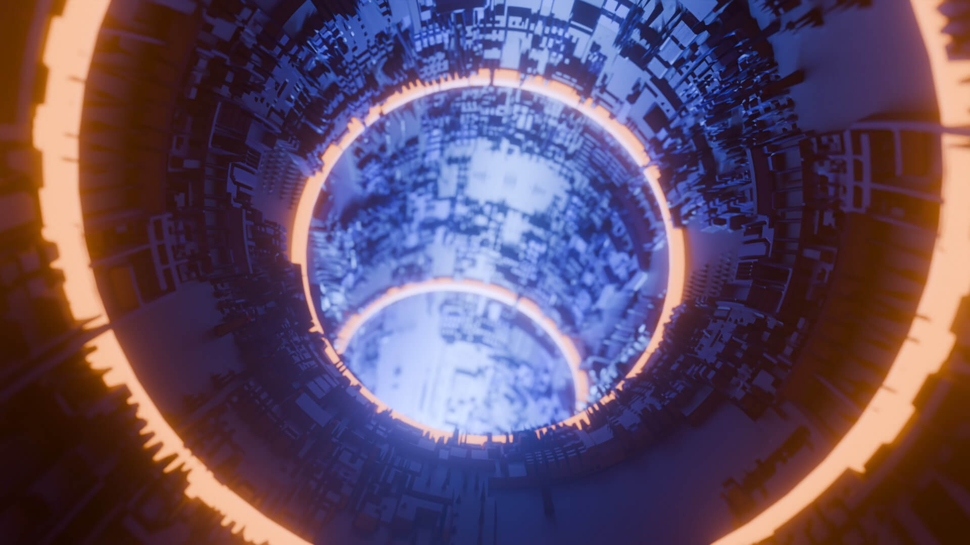 Sci-Fi Cyberpunk Circular Tunnel and Hyperloop Environment 3D Model