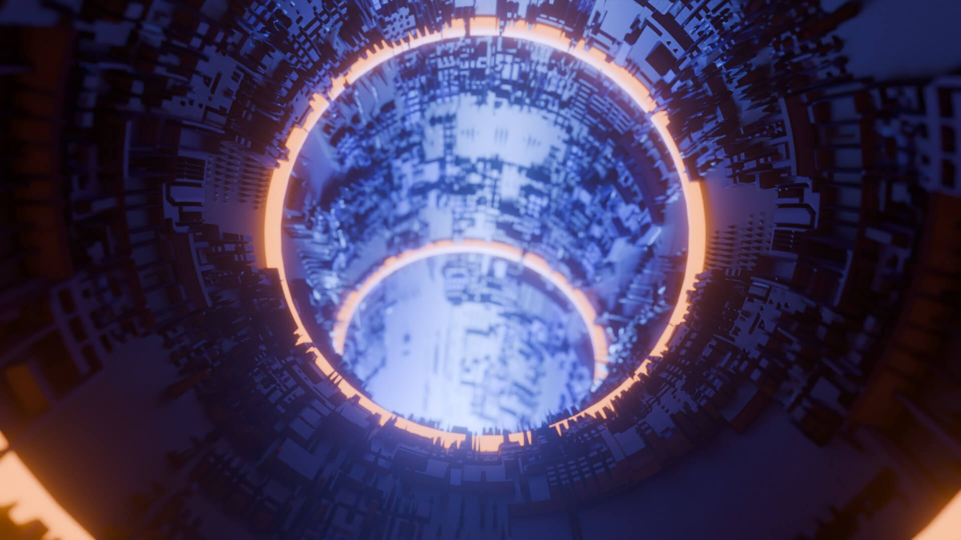 Sci-Fi Cyberpunk Circular Tunnel and Hyperloop Environment 3D Model