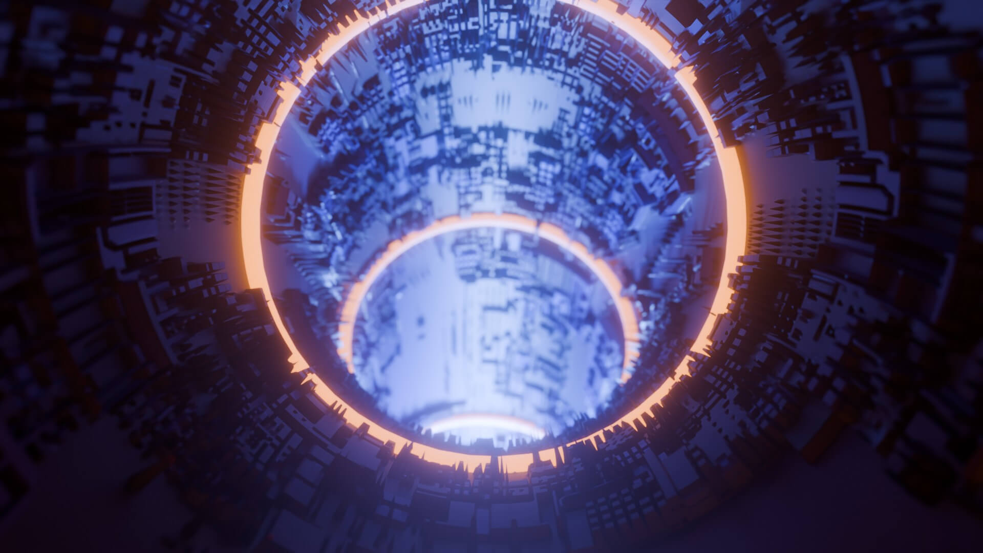 Sci-Fi Cyberpunk Circular Tunnel and Hyperloop Environment 3D Model