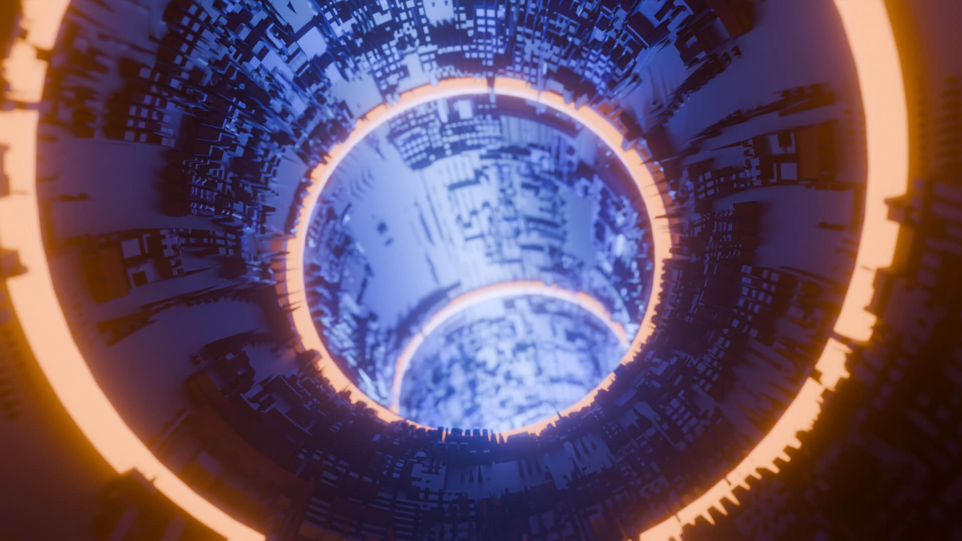 Sci-Fi Cyberpunk Circular Tunnel and Hyperloop Environment 3D Model