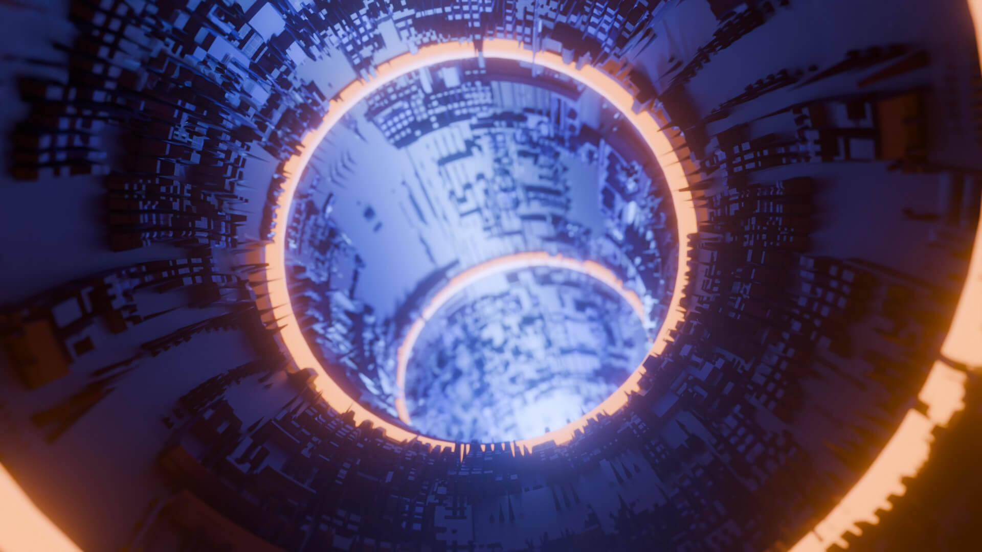 Sci-Fi Cyberpunk Circular Tunnel and Hyperloop Environment 3D Model