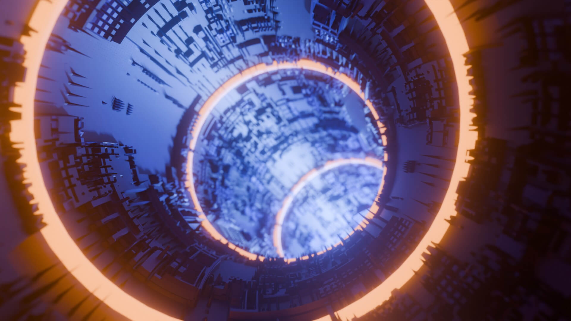 Sci-Fi Cyberpunk Circular Tunnel and Hyperloop Environment 3D Model