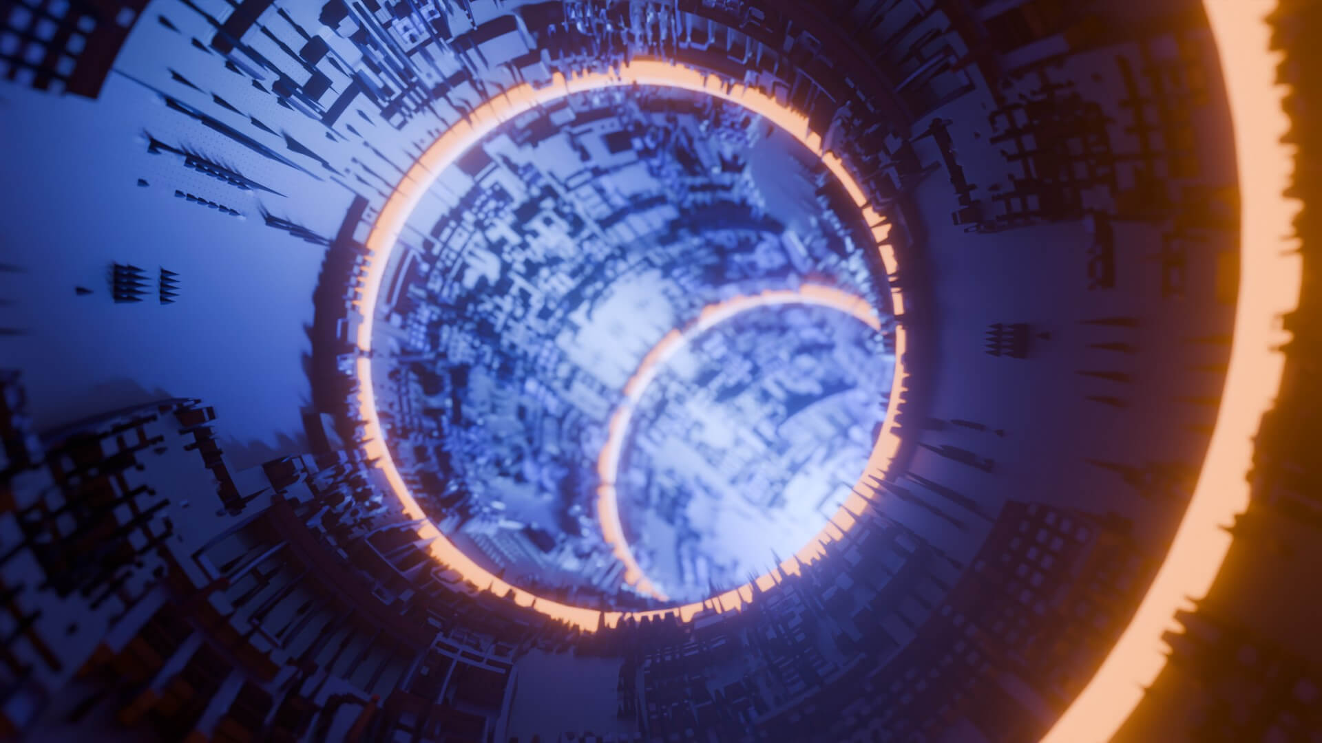 Sci-Fi Cyberpunk Circular Tunnel and Hyperloop Environment 3D Model