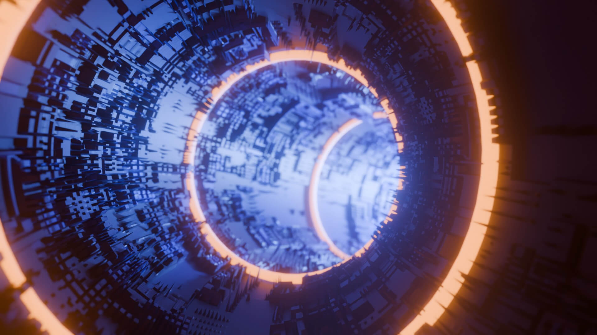 Sci-Fi Cyberpunk Circular Tunnel and Hyperloop Environment 3D Model