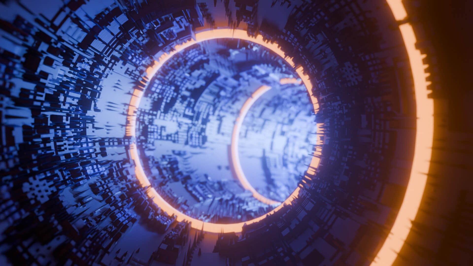 Sci-Fi Cyberpunk Circular Tunnel and Hyperloop Environment 3D Model