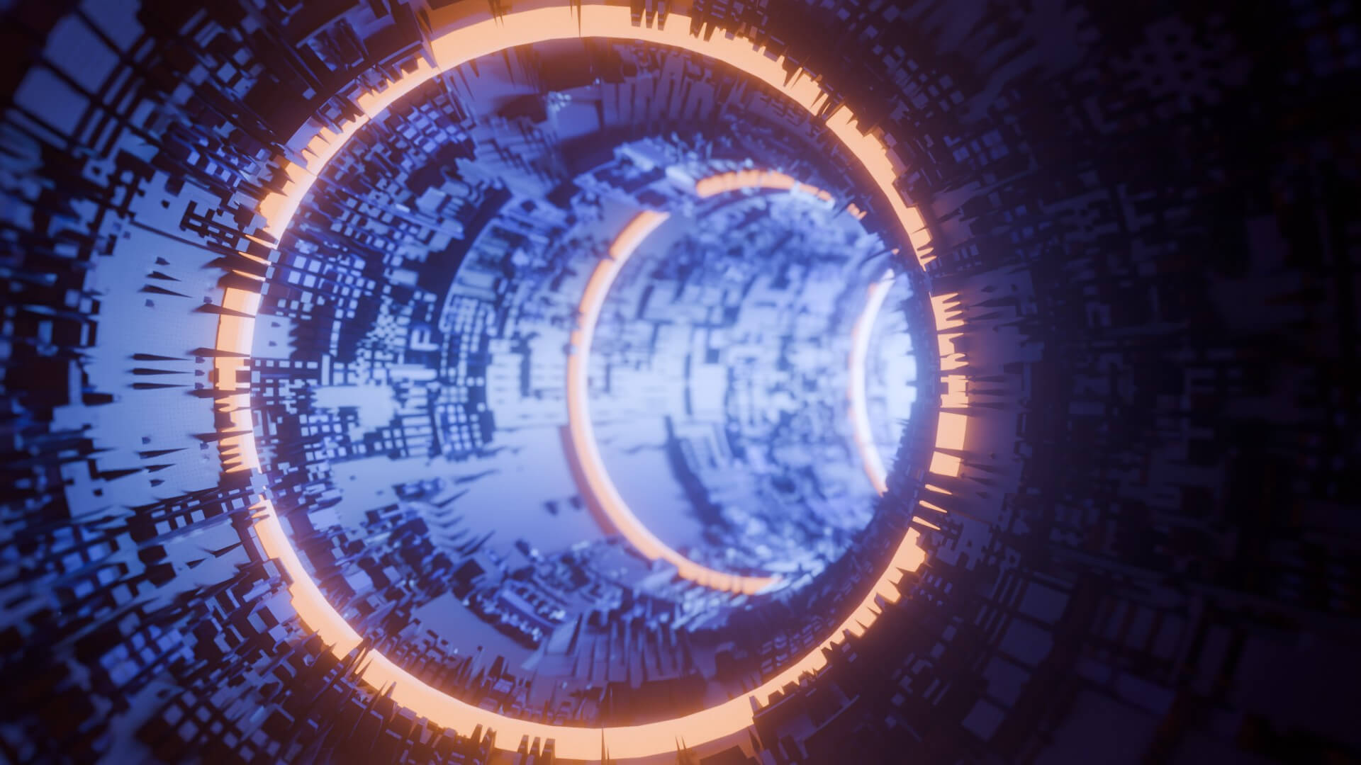 Sci-Fi Cyberpunk Circular Tunnel and Hyperloop Environment 3D Model