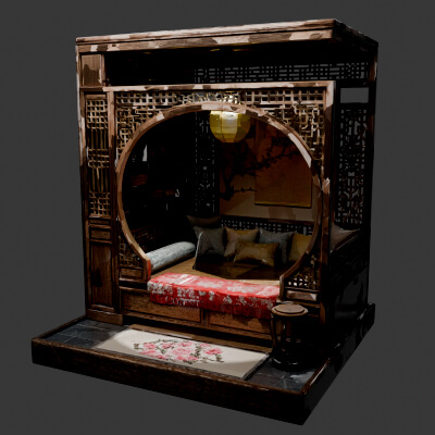 Ancient Chinese Alcove Bed Set