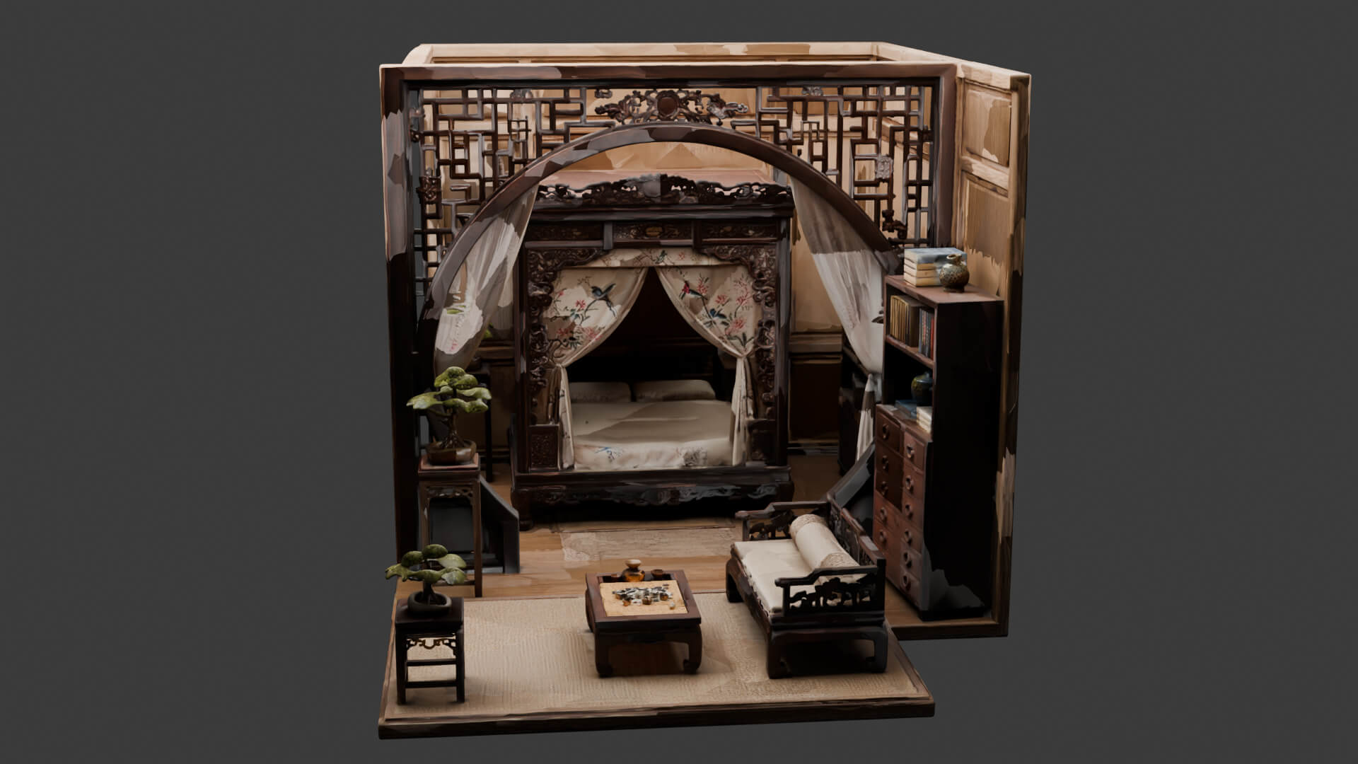 Chinese Ancient Bedroom Set 3D Model