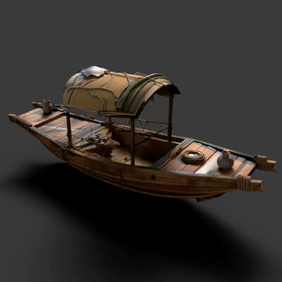Chinese Ancient Fishing Boat Figure
