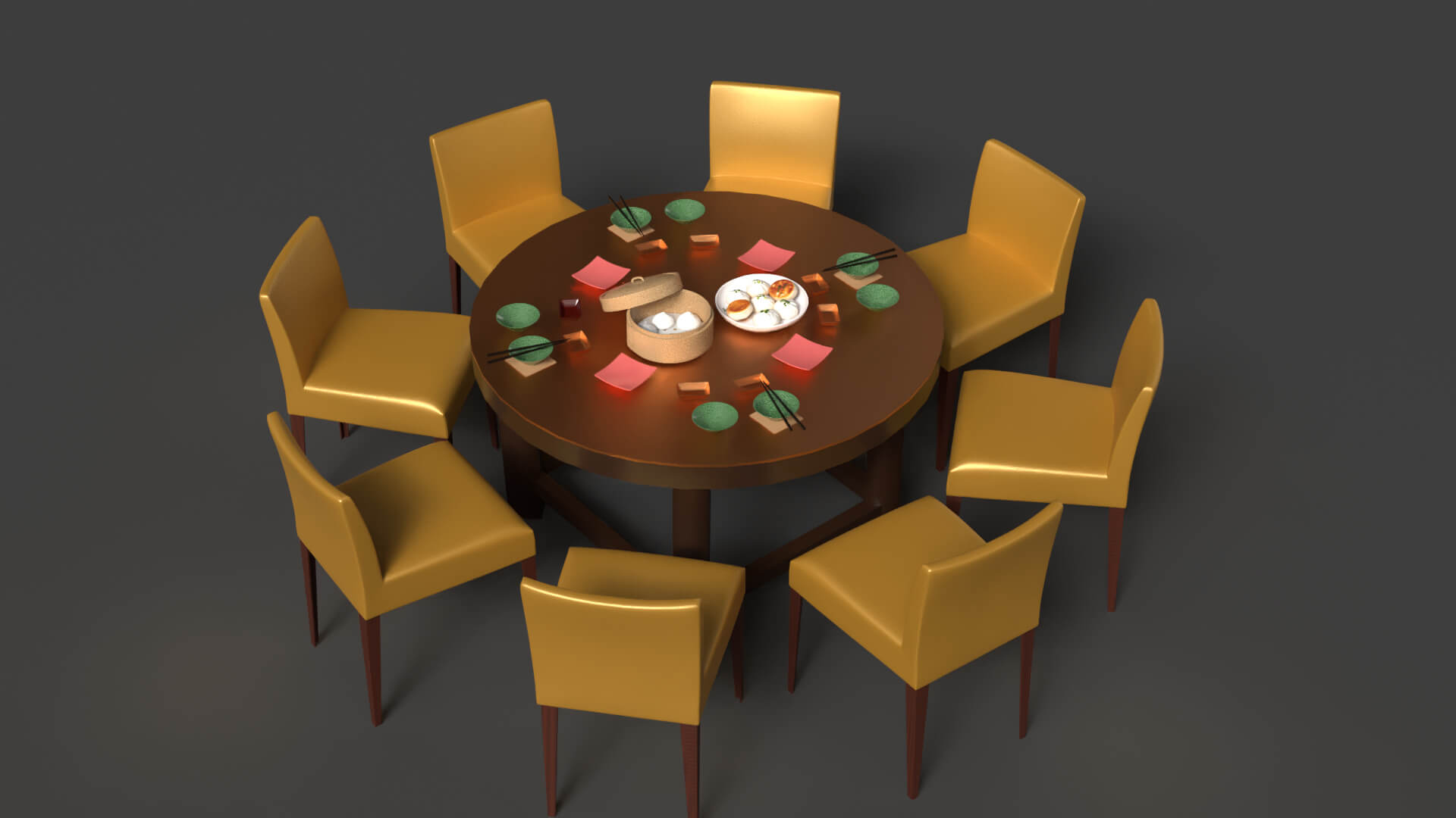 Chinese Dim Sum Table Set 3D Model 3D Model