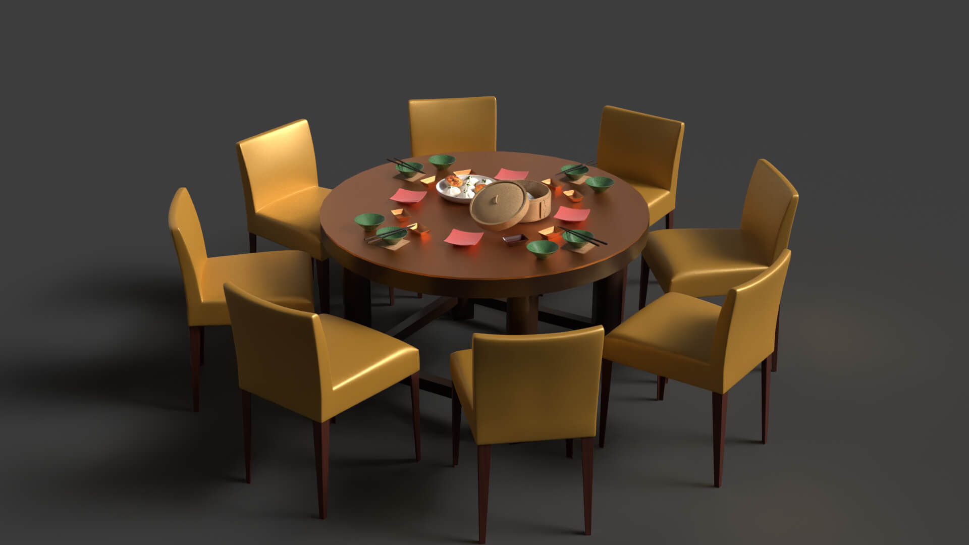 Chinese Dim Sum Table Set 3D Model 3D Model