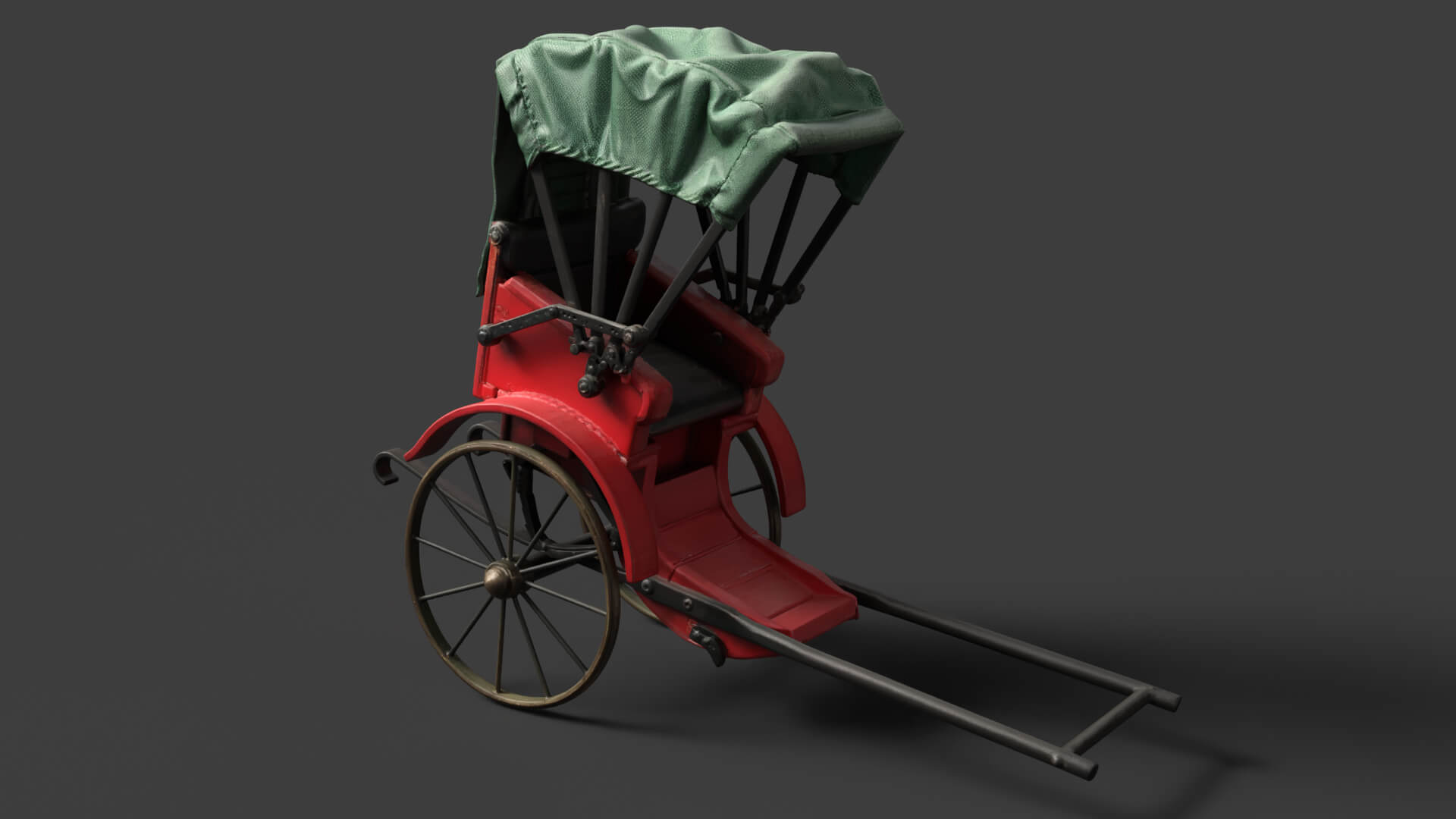 Chinese Hand-Pulled Rickshaw 3D Model