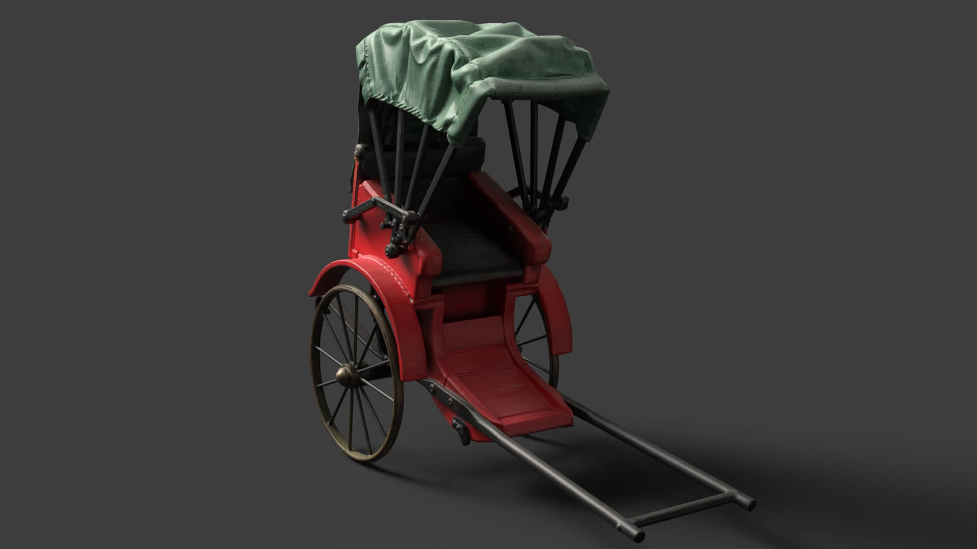 Chinese Hand-Pulled Rickshaw 3D Model