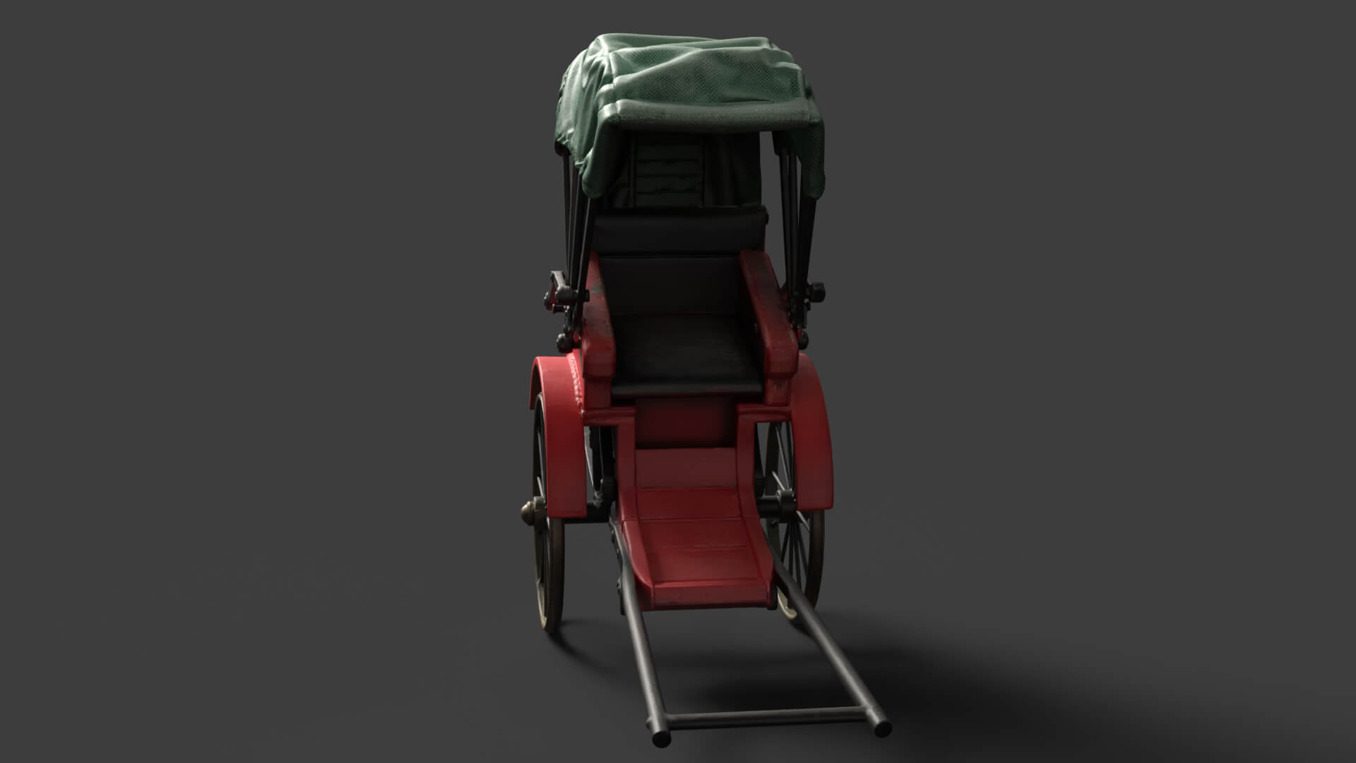 Chinese Hand-Pulled Rickshaw 3D Model