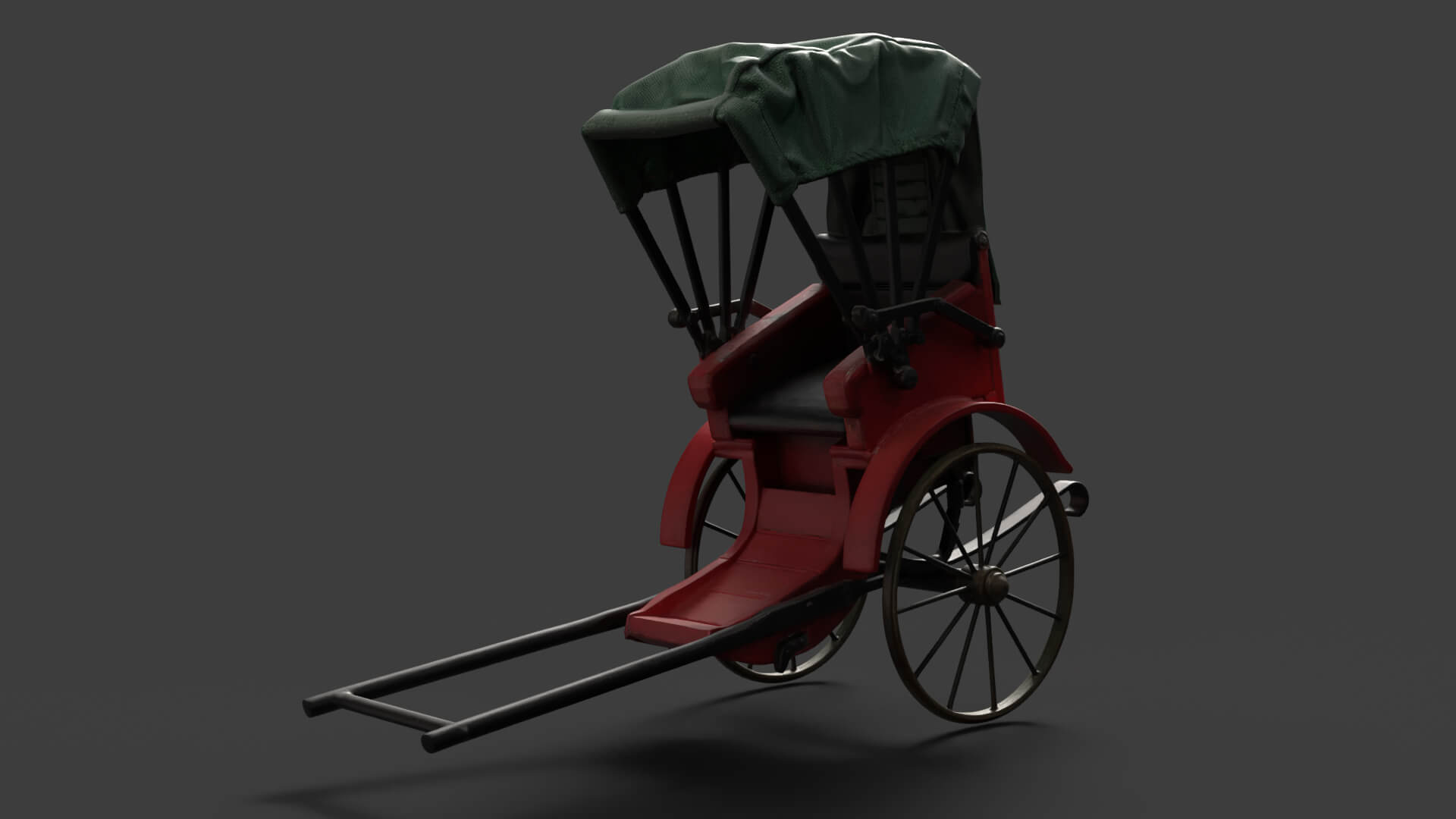 Chinese Hand-Pulled Rickshaw 3D Model