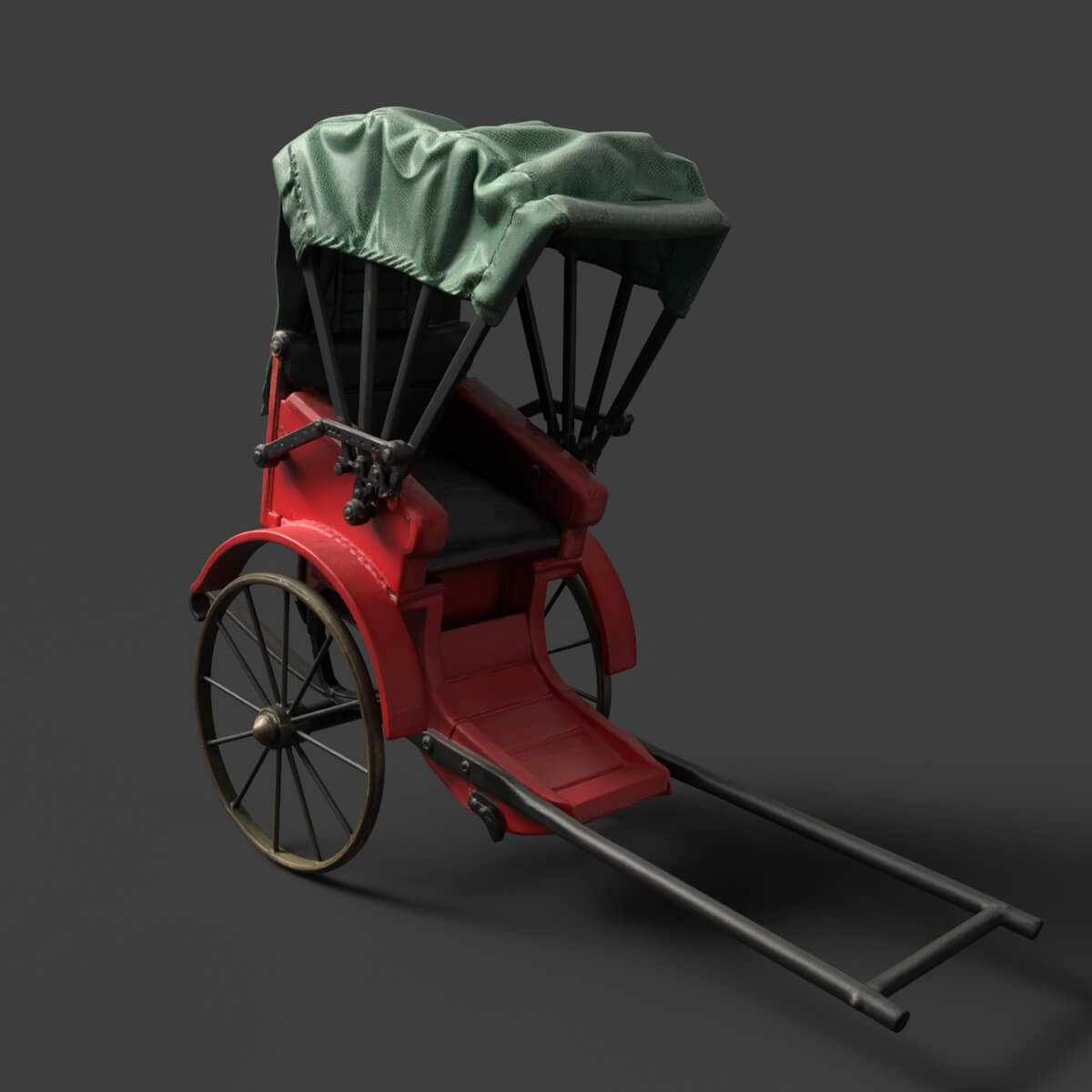 Chinese Hand-Pulled Rickshaw 3D Model