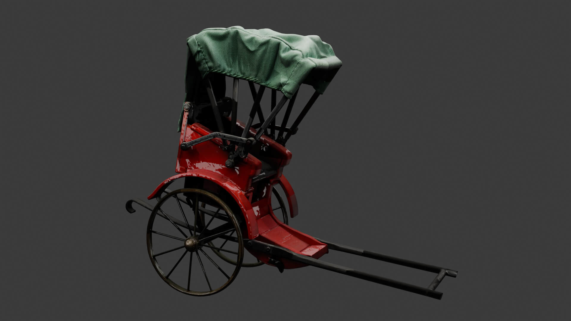 Chinese Hand-Pulled Rickshaw 3D Model