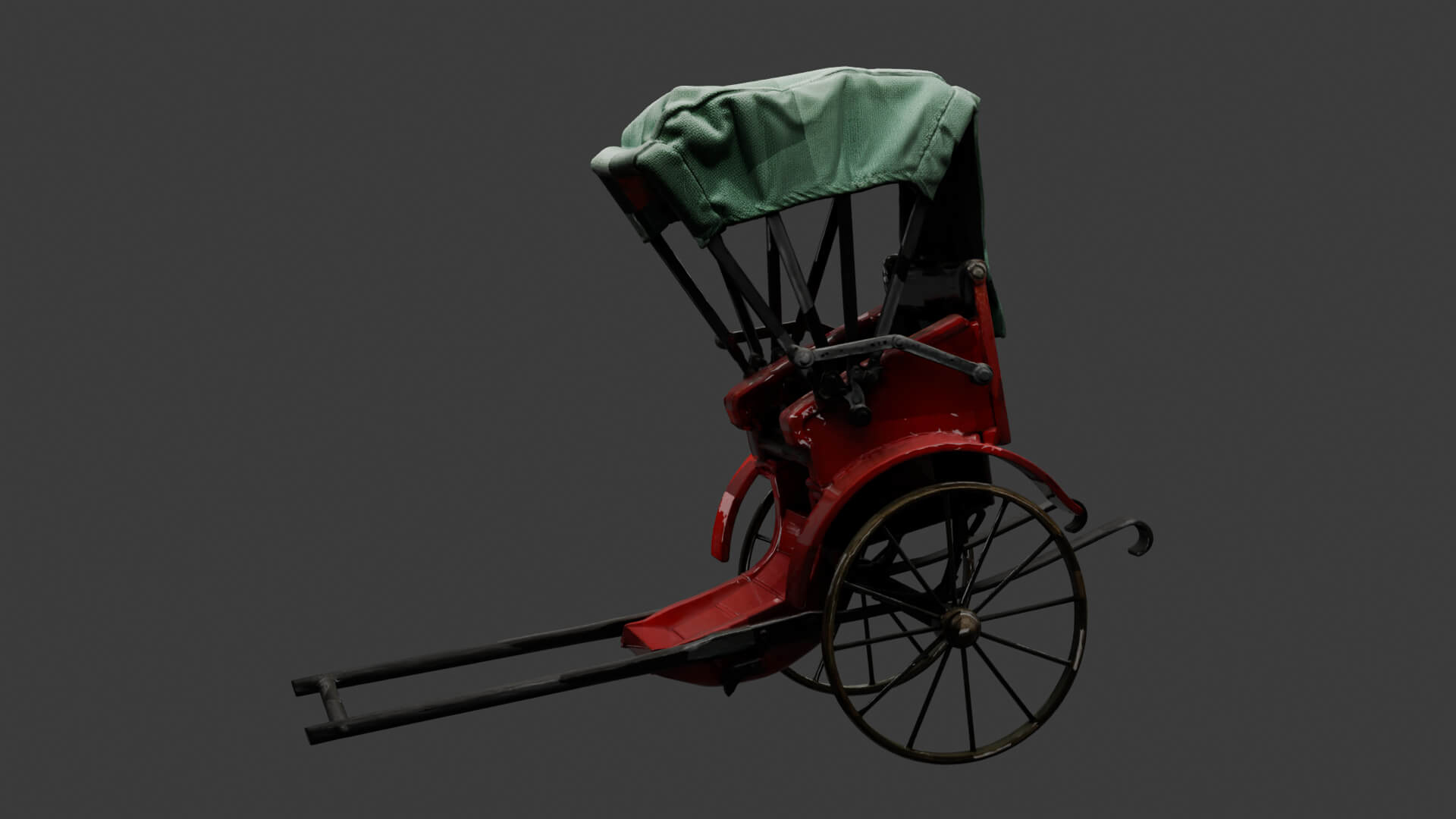 Chinese Hand-Pulled Rickshaw 3D Model