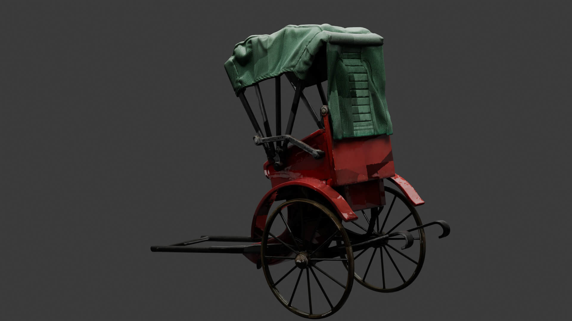Chinese Hand-Pulled Rickshaw 3D Model