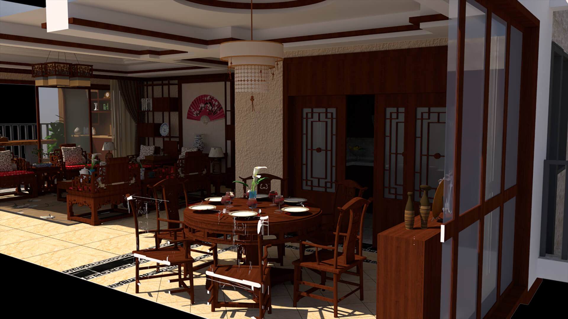 Chinese Interior Living Room Design 3D Model 3D Model