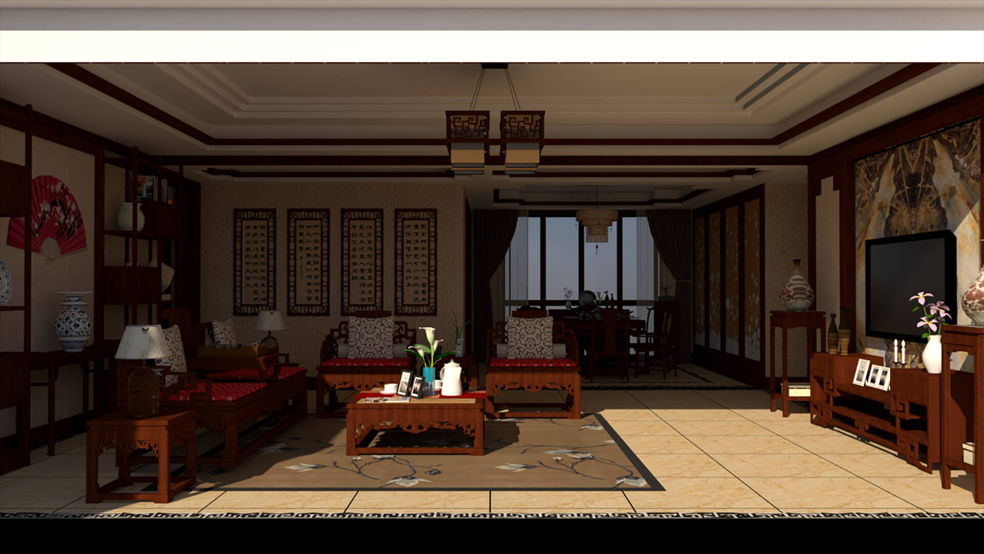 Chinese Interior Living Room Design 3D Model 3D Model