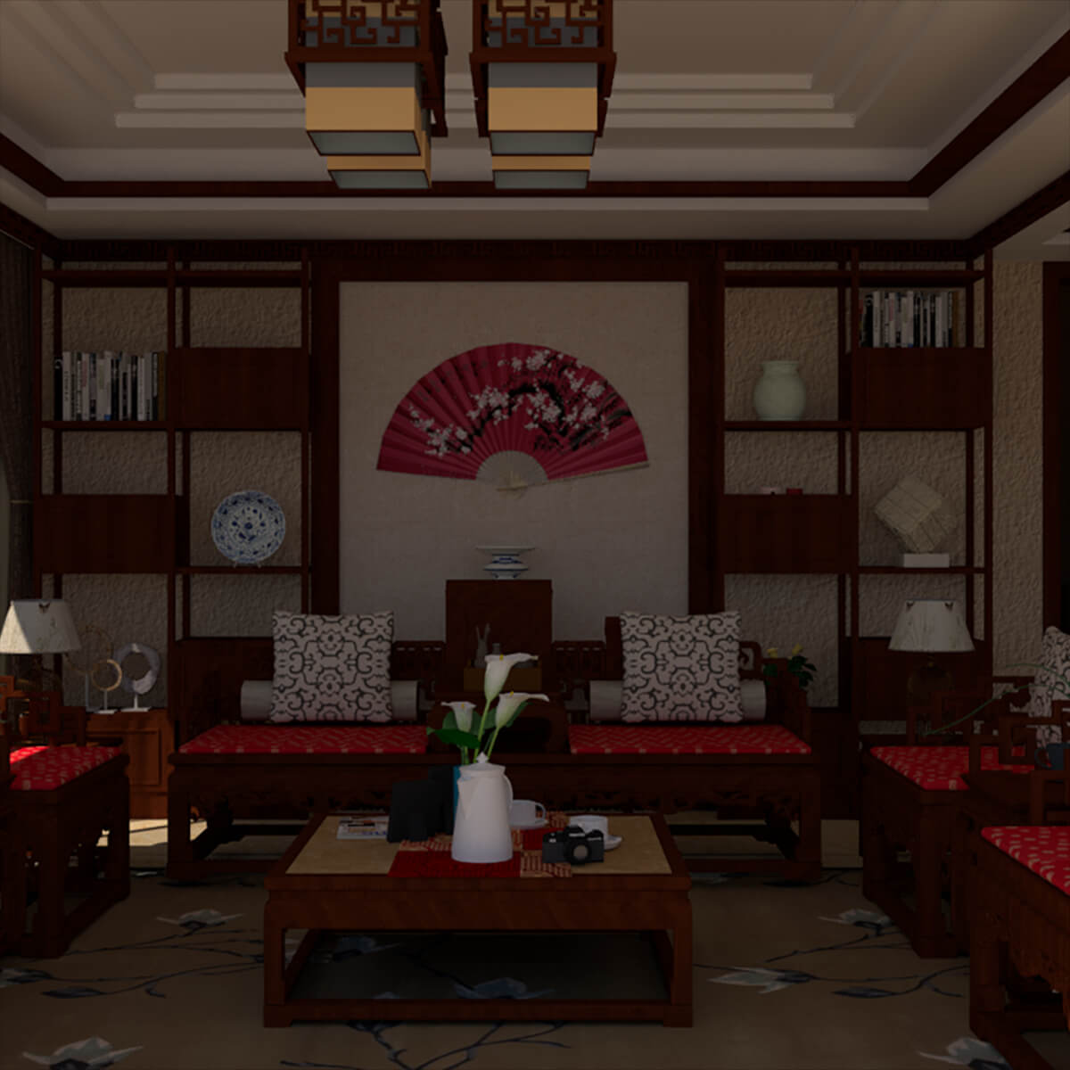 Chinese Interior Living Room Design 3D Model 3D Model