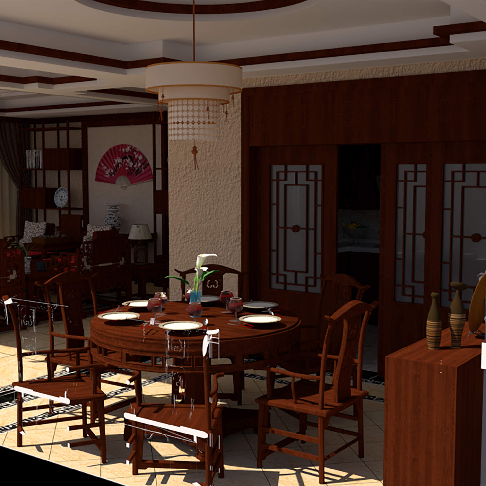 Chinese Interior Living Room Design 3D Model 3D Model