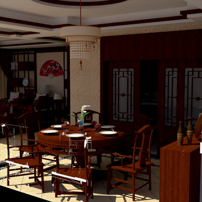 Chinese Interior Living Room Design 3D Model