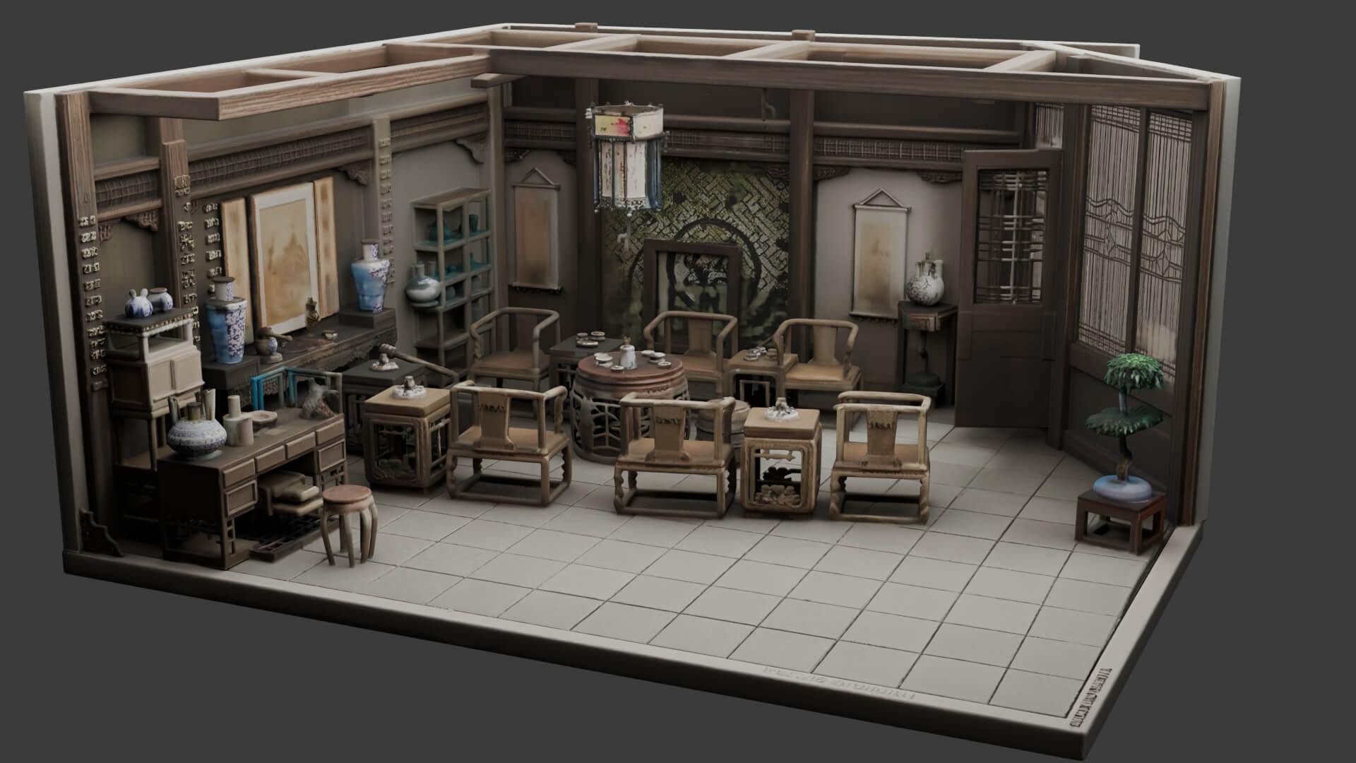 Chinese Interior Living Room Design 3D Model 3D Model