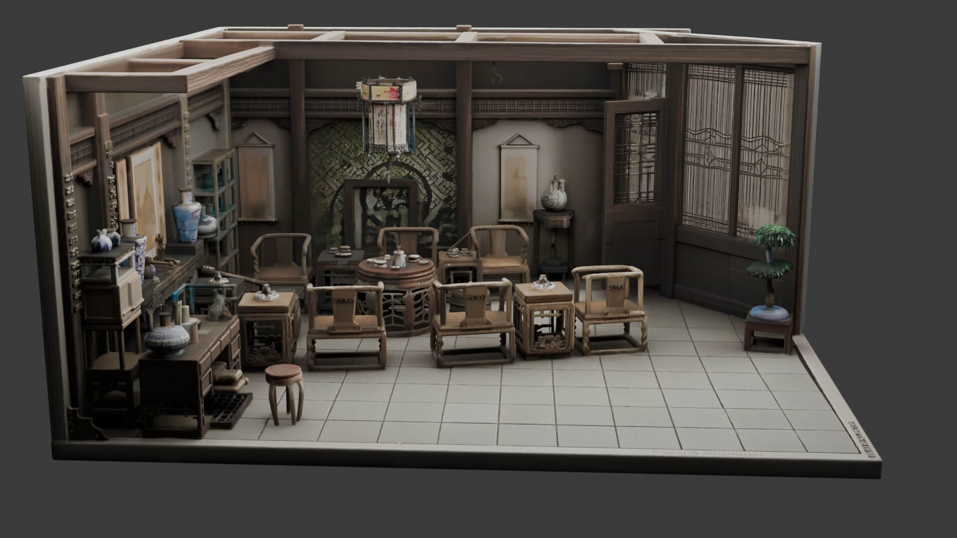 Chinese Interior Living Room Design 3D Model 3D Model