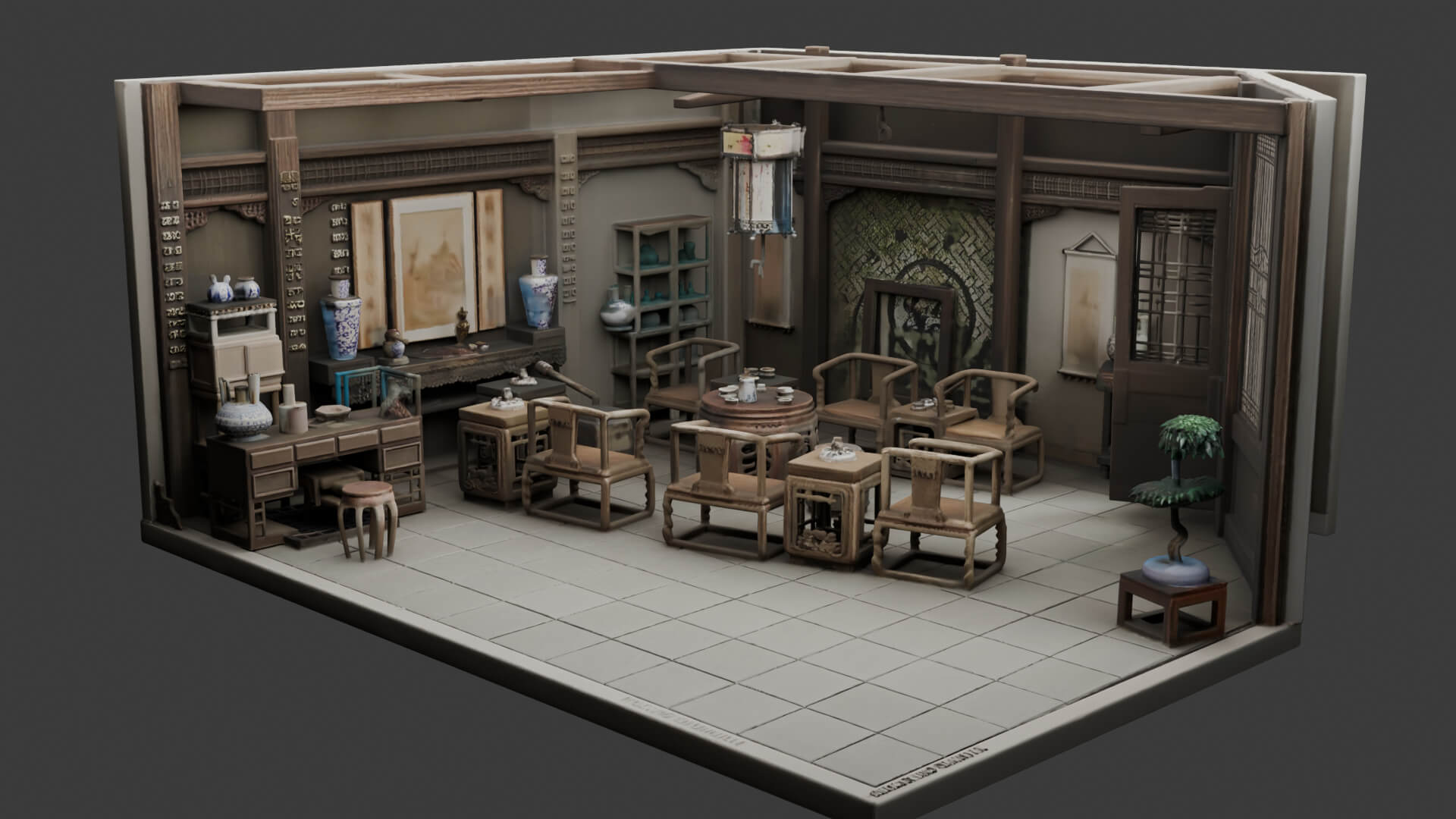 Chinese Interior Living Room Design 3D Model 3D Model