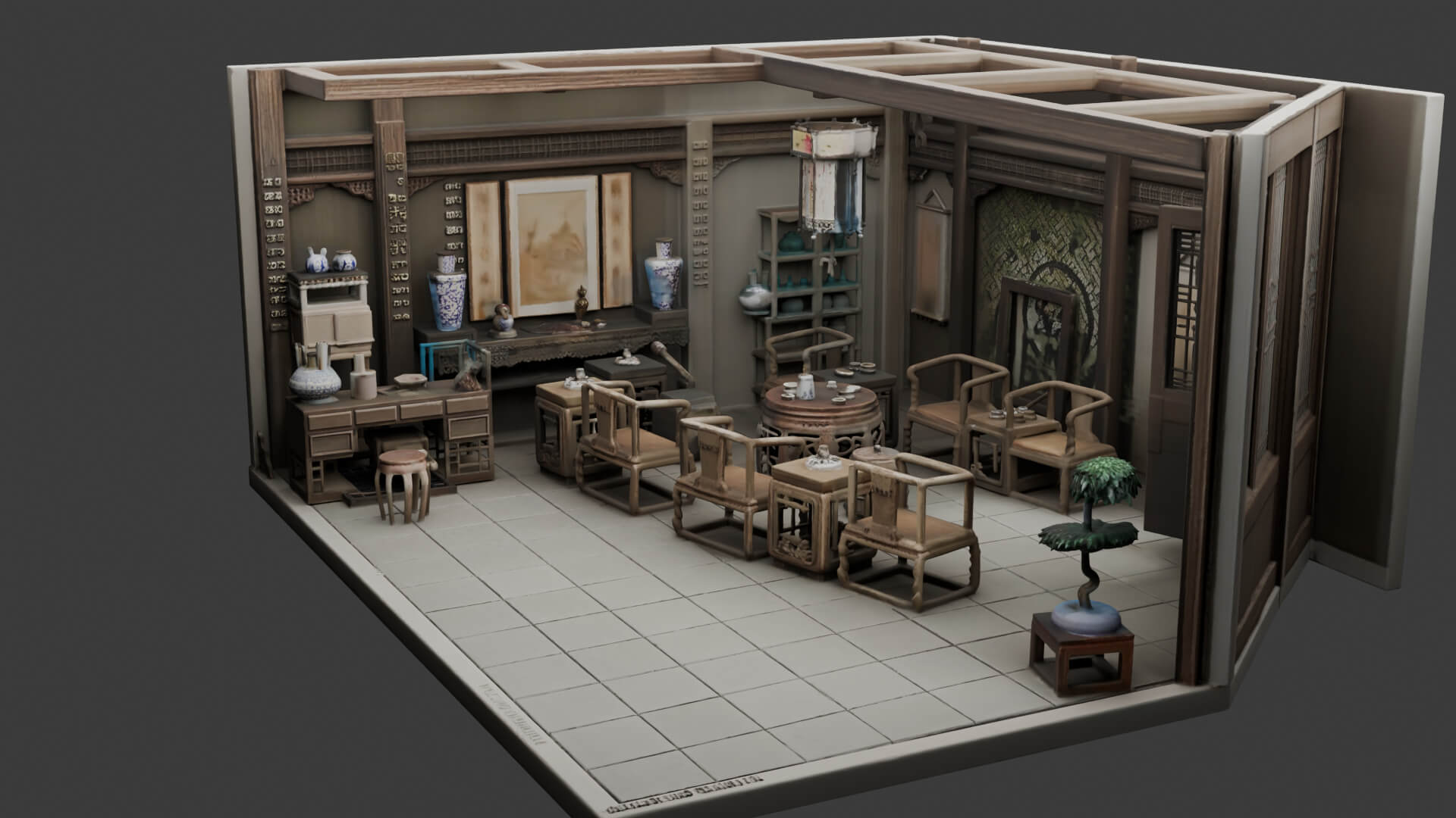 Chinese Interior Living Room Design 3D Model 3D Model