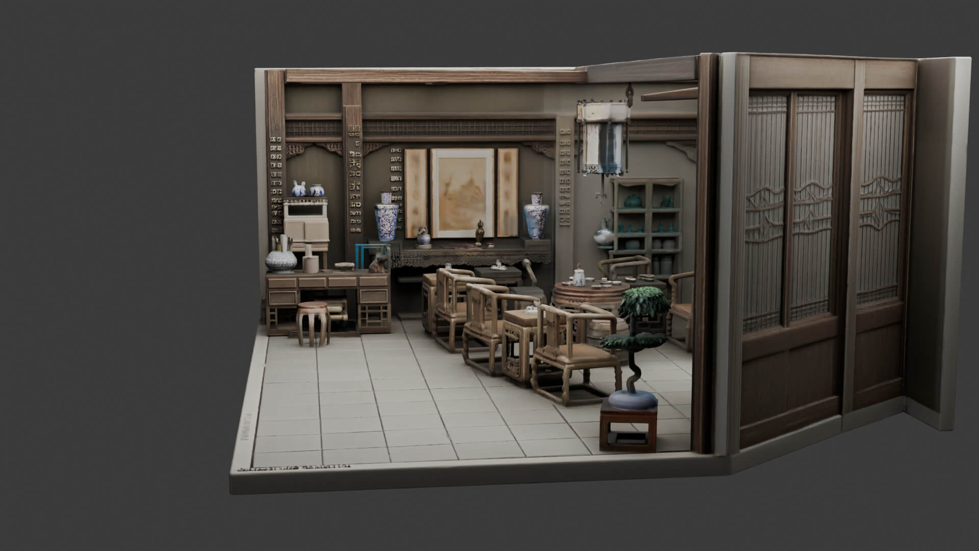 Chinese Interior Living Room Design 3D Model 3D Model