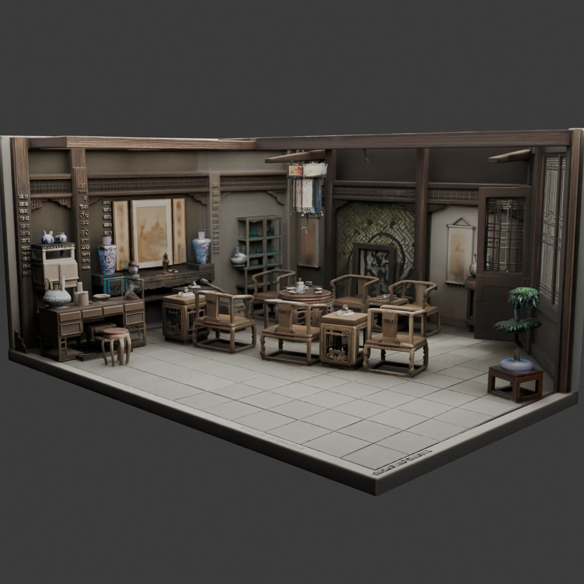 Chinese Interior Living Room Design 3D Model 3D Model