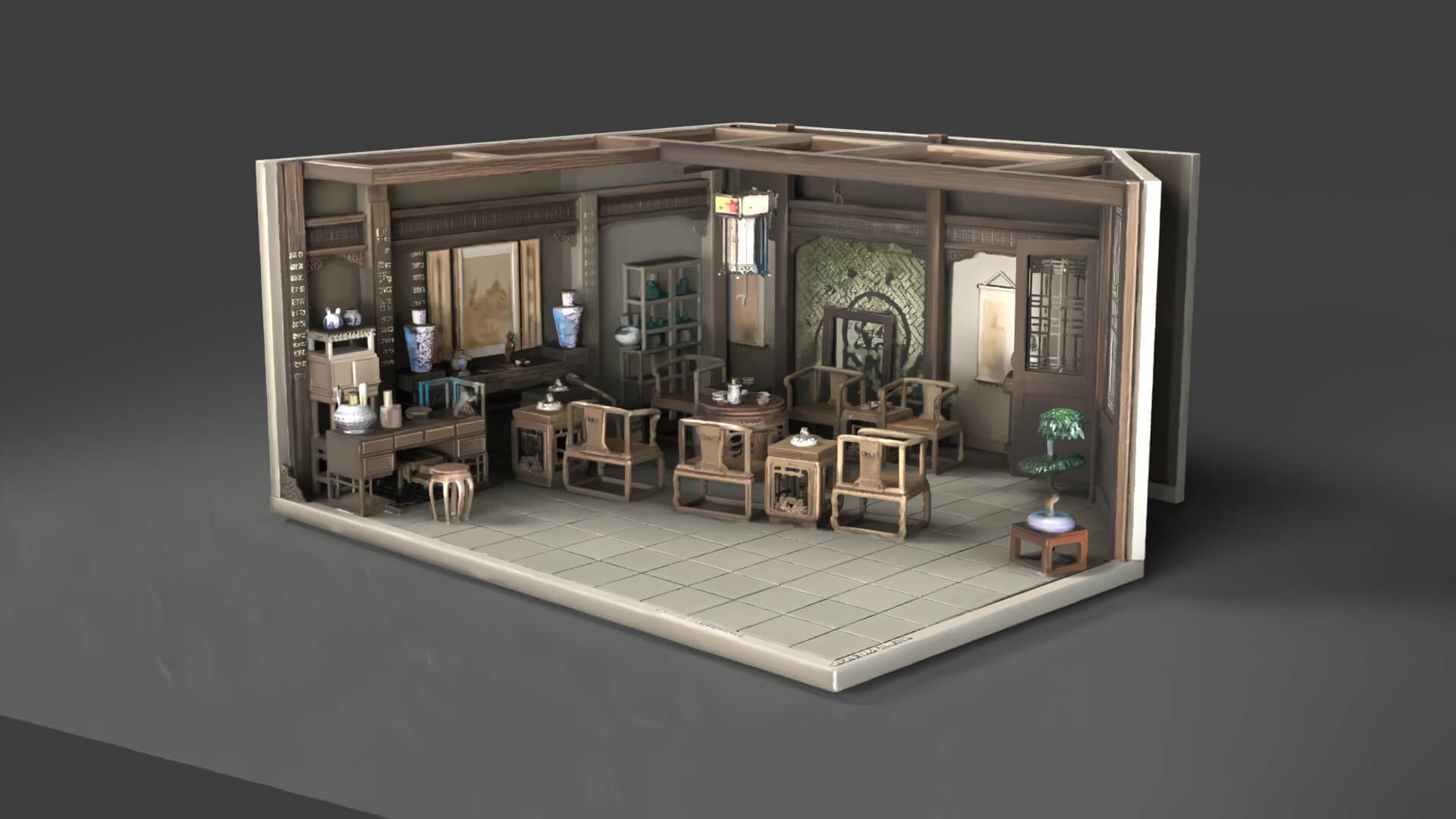 Chinese Interior Living Room Design 3D Model 3D Model